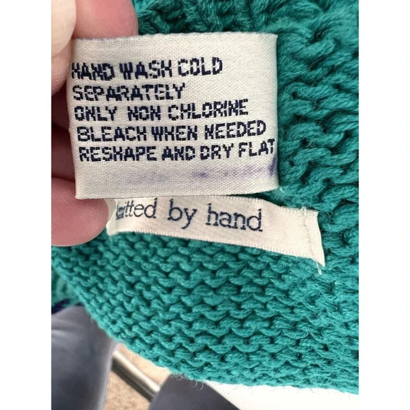 Robert Scott Ltd Women's Pullover Knit Sweater Blue Paisley MEDIUM Hand Knitted - Picture 13 of 15